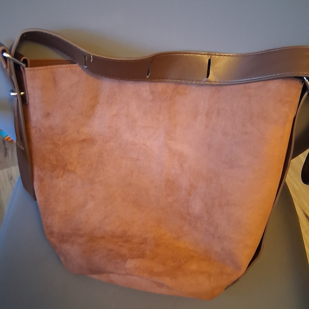 Chic Tan Suede Shoulder Bag